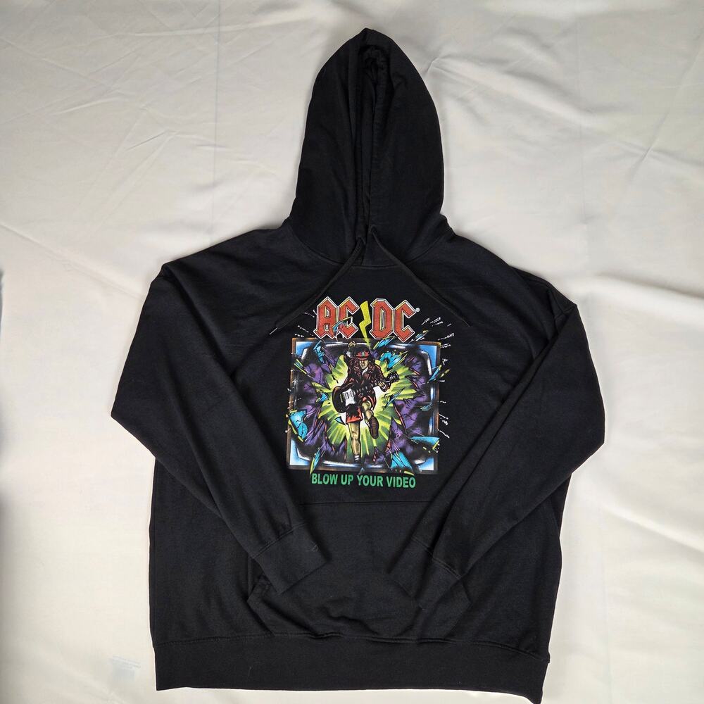 AC/DC Blow Up Your Video Men's Black Pullover Hoodie Sweatshirt 2XL Big & Tall